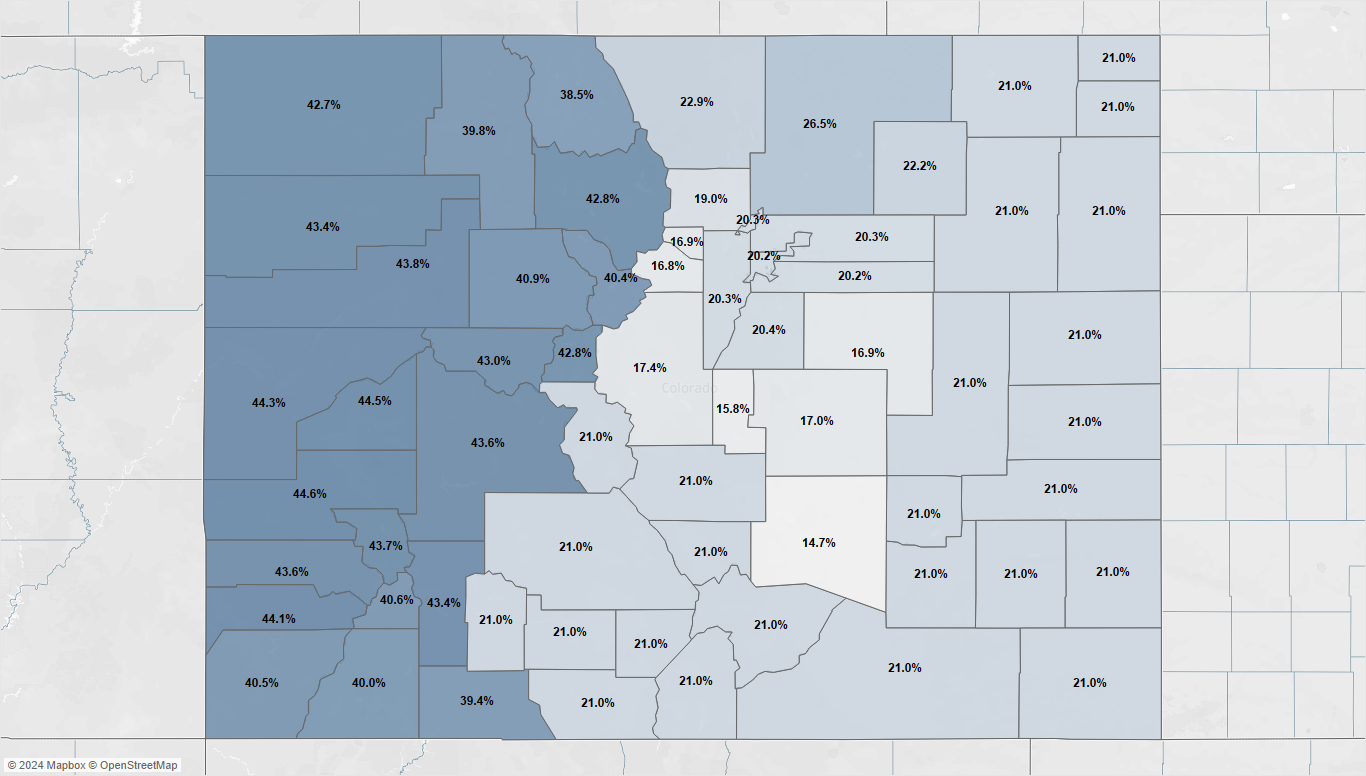 2025 Reinsurance Savings in Colorado by County.